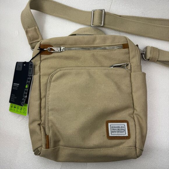 Travelon Anti-Theft Heritage Tour Bag Canvas And Suede Bag - Picture 1 of 8